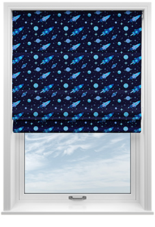 Rocket Adventure, Cosmic Blue - Twist&Fit Roman Blind